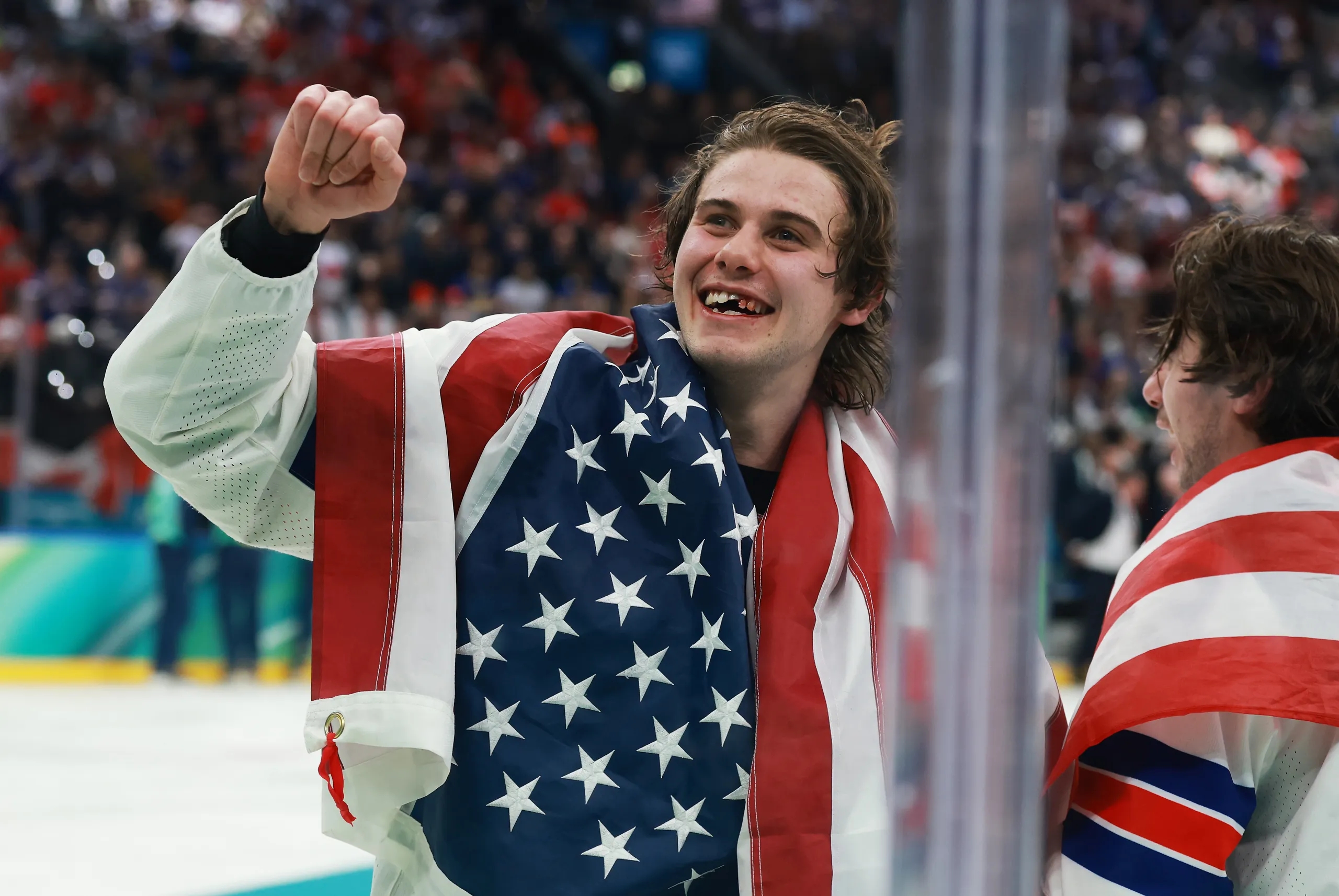 Jack Hughes, of the United States Olympic hockey team.